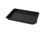 Black baking tray with grooves.