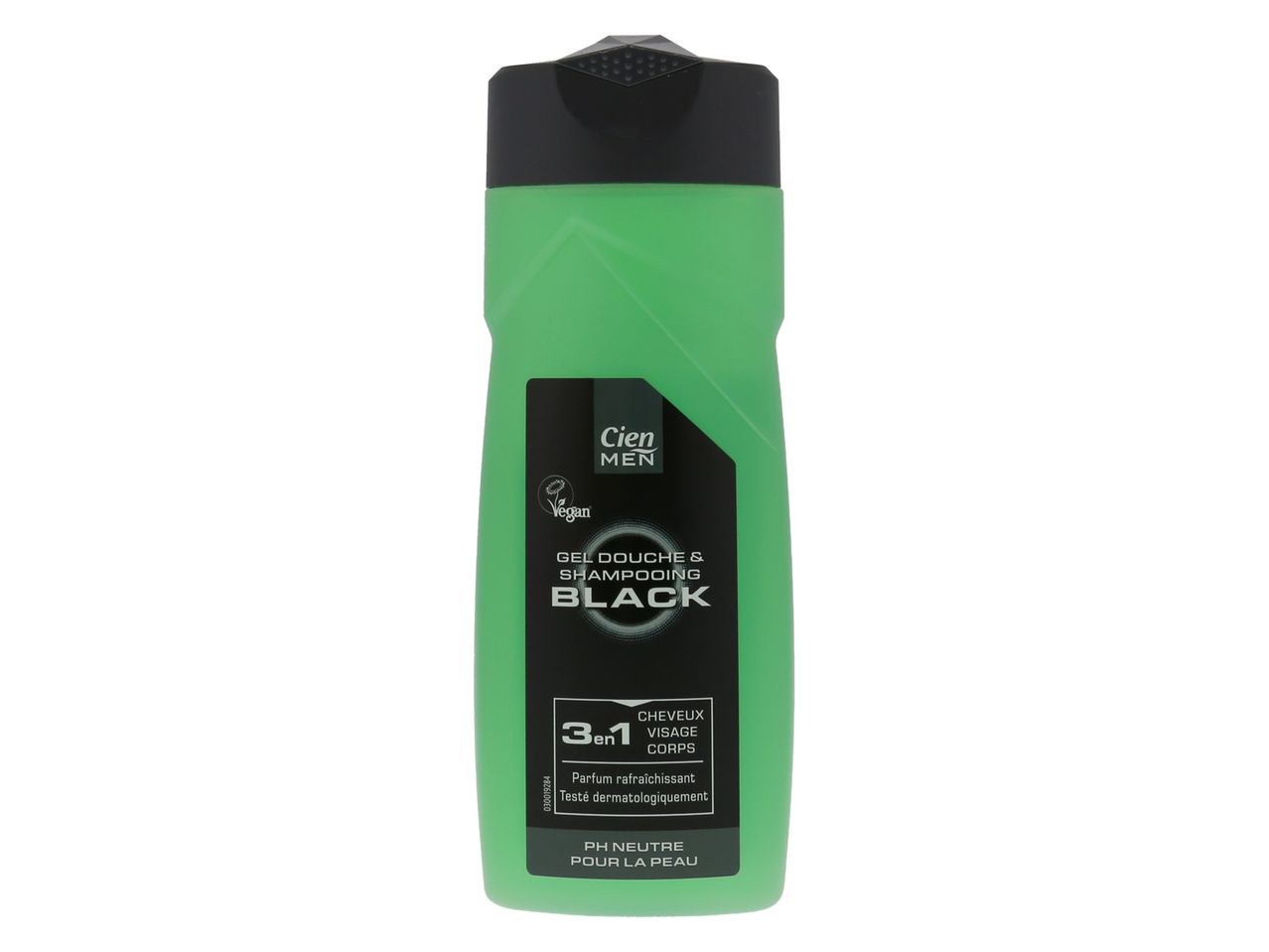 Gel douche, shampoing et nettoyant visage Cien Men Black 3 en 1.
