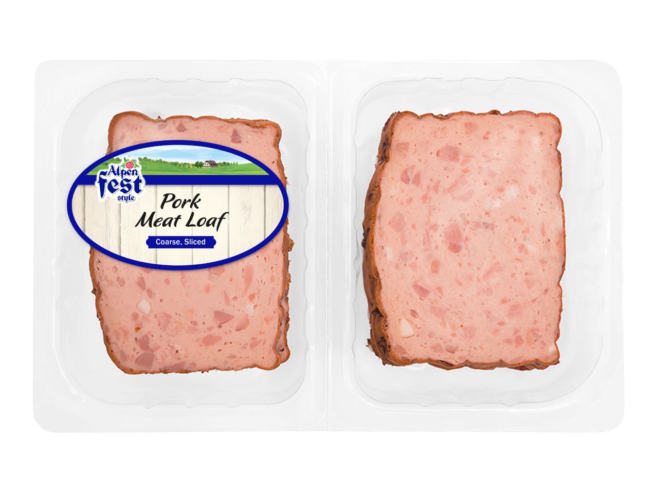 Two packs of sliced coarse pork meat loaf.