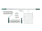 Conjunto de pintura PARKSIDE com cabo telescópico, dois rolos, três rolos pequenos e uma grelha.