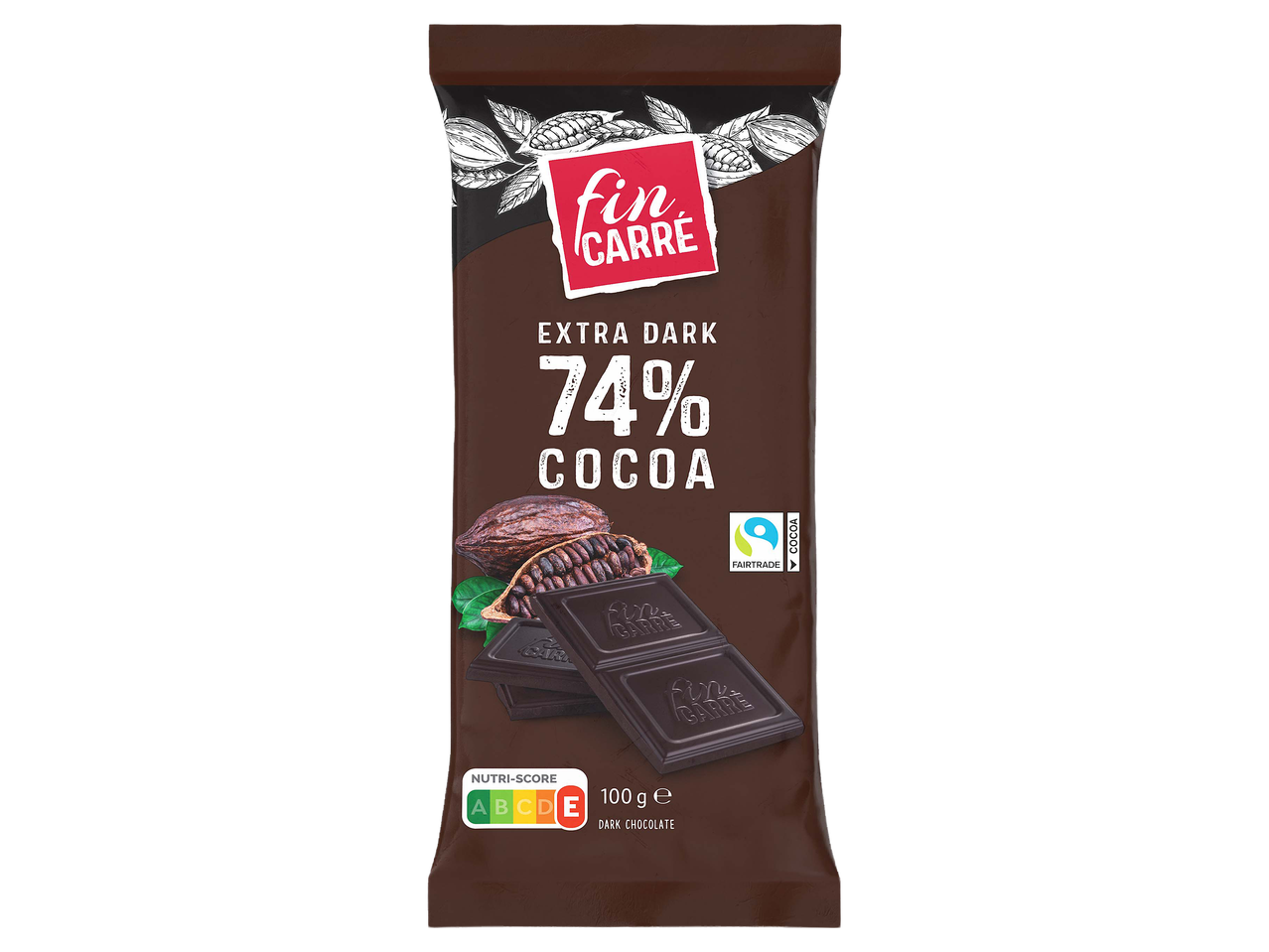 74%-os étcsokoládé 100 g-os kiszerelésben.