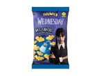 A bag of Halloween Wednesday Bat Snacks, salted, featuring Wednesday Addams and a vegan label.