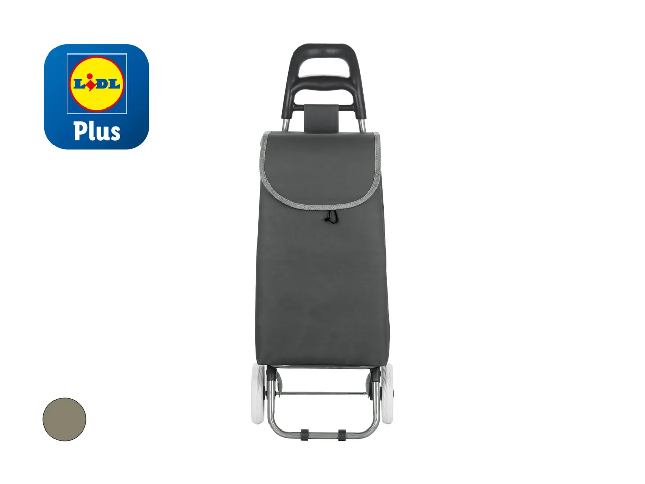 Lidl Plus faltbarer Einkaufswagen, dunkelgrau.