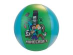 Green and blue beach ball with pixelated characters and logo