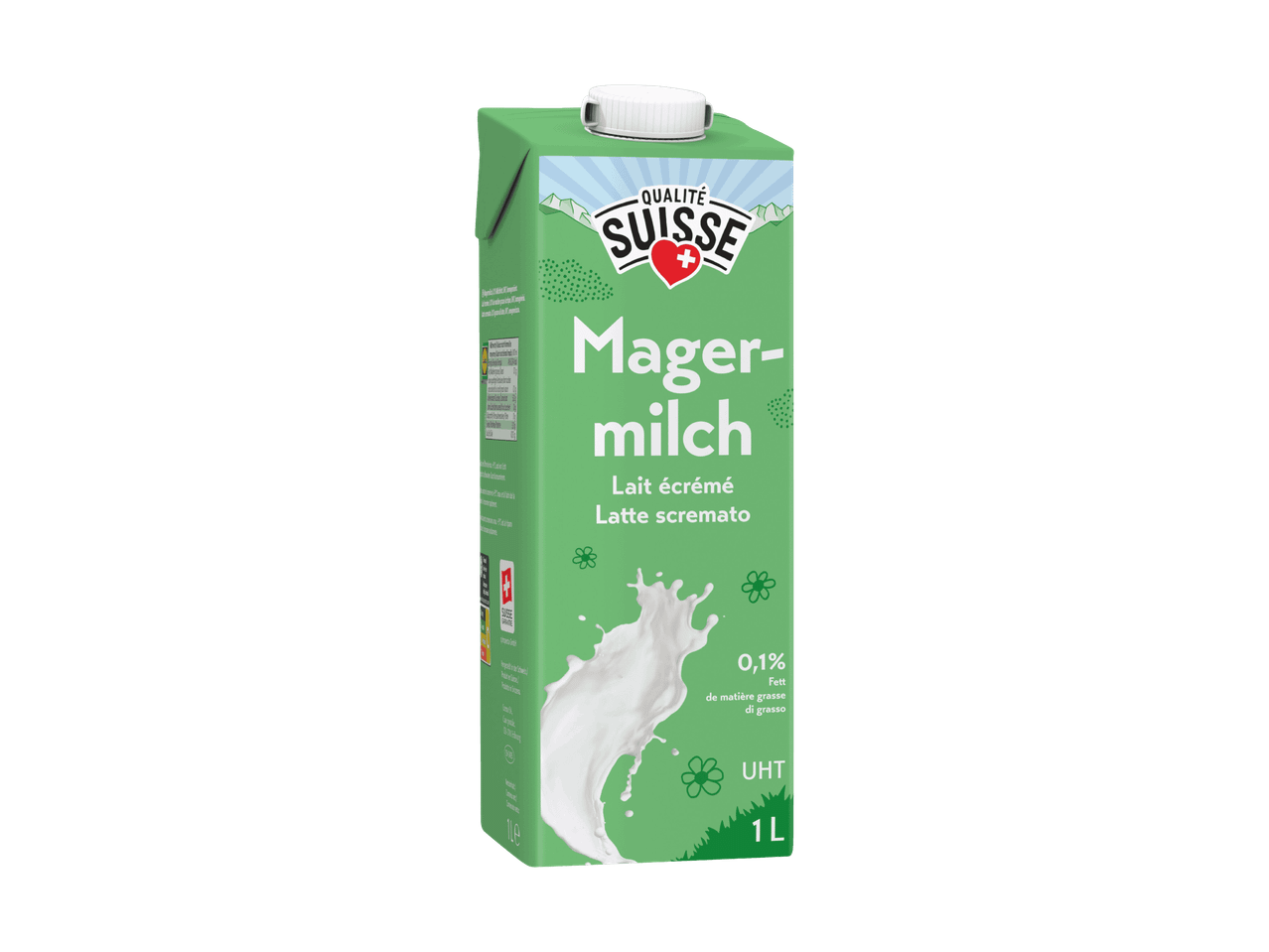 Qualität Suisse Mager-milch UHT 0,1% Fett, 1L Milchpackung