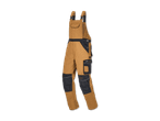 Beige Arbeitshose mit schwarzen Kniepolstern.