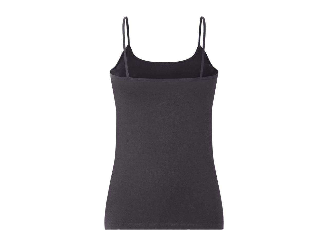 Women's dark grey camisole top with thin spaghetti straps
