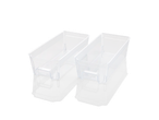Duas caixas de armazenamento transparentes.