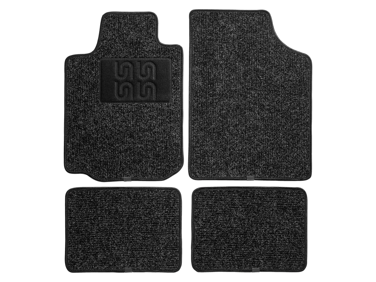 Set de patru covorașe auto universale negre Ultimate Speed cu logo.