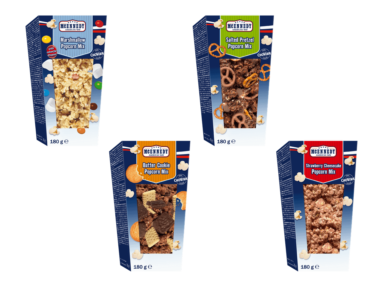 Neljä erilaista Wasabinin snack-pussia.