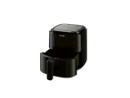 Egy fekete SilverCrest air fryer nyitott kosárral.
