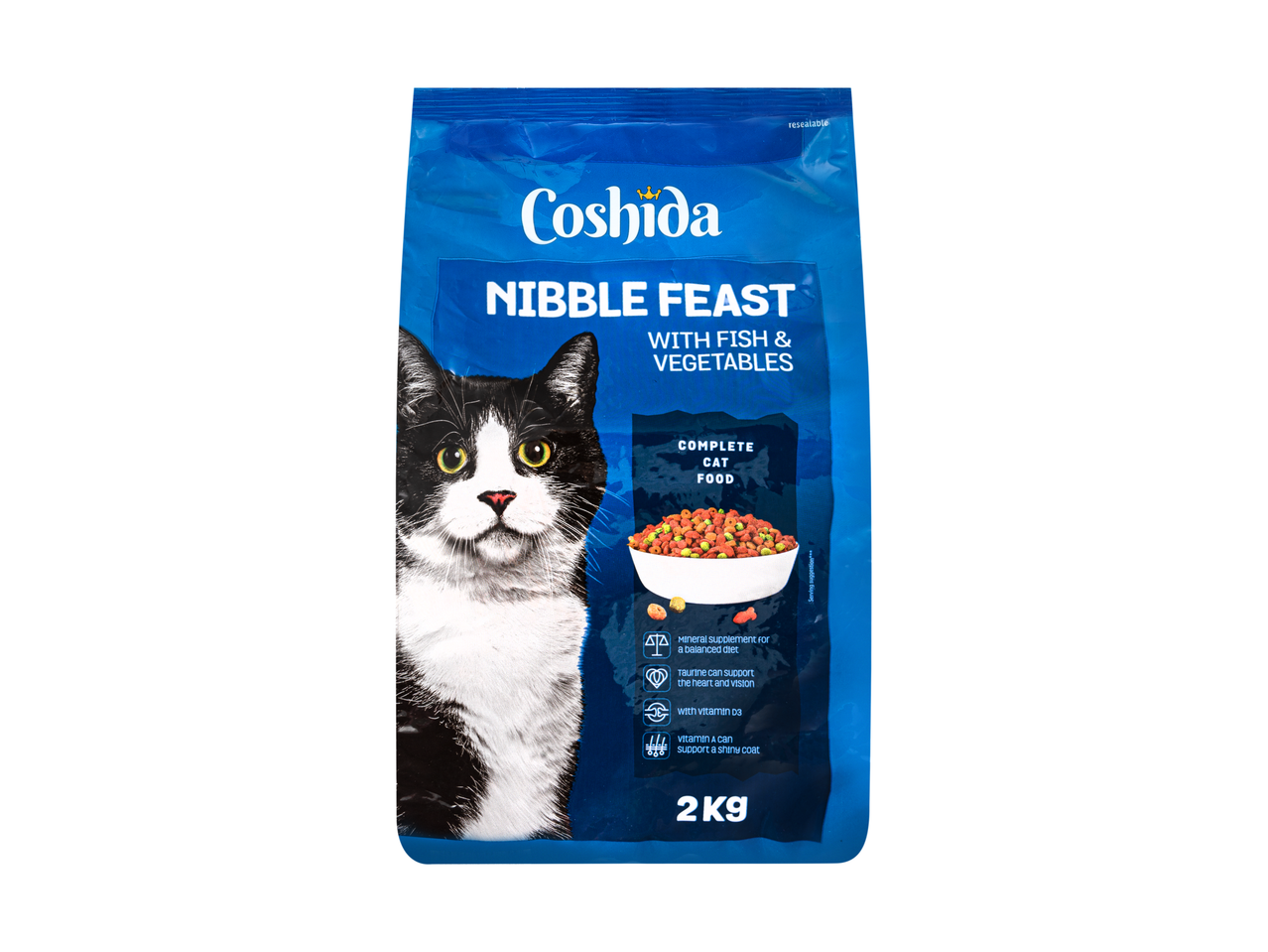 'Coshida Nibble Feast' kačių ėdalas su žuvimi ir daržovėmis, 2 kg pakuotė.