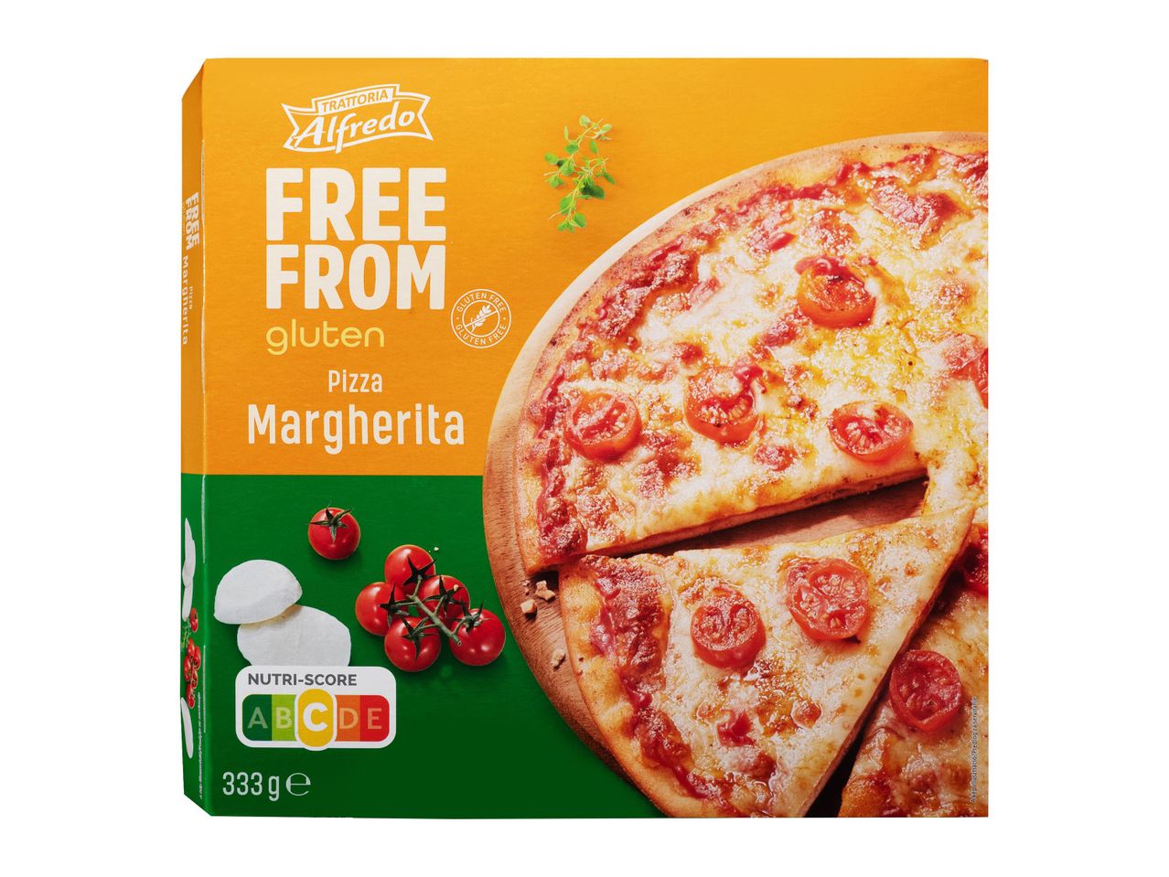 Trattoria Alfredo gluténmentes Margherita pizza.