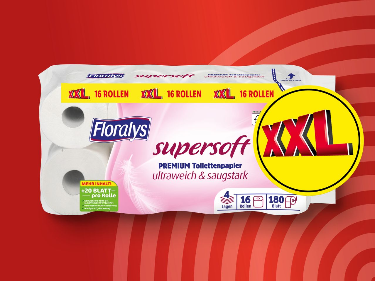 Premium Toilettenpapier XXL Supersoft Floralys