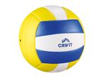 A yellow and blue Crivit volleyball.