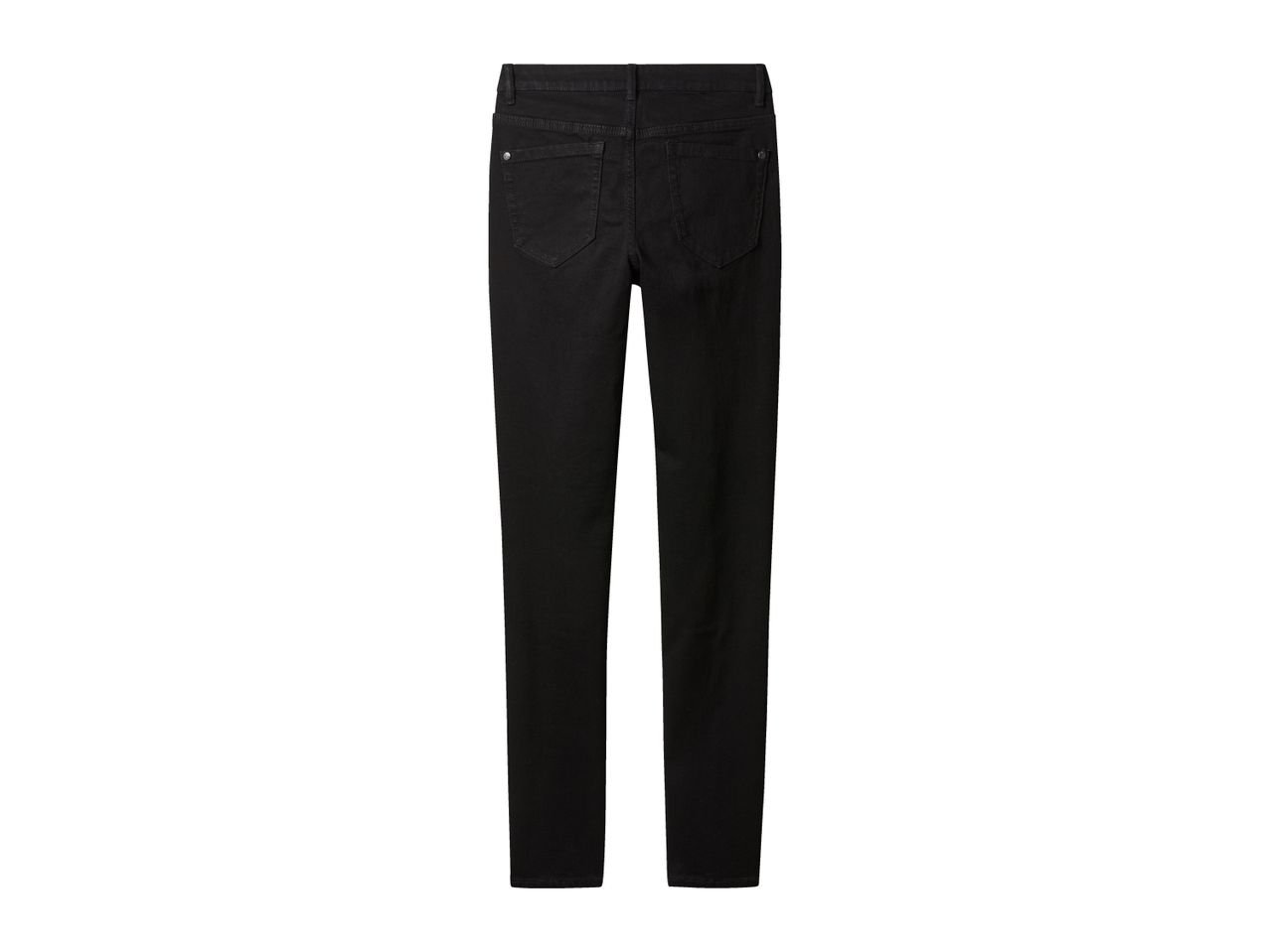 Back view of black skinny jeans with pockets and belt loops