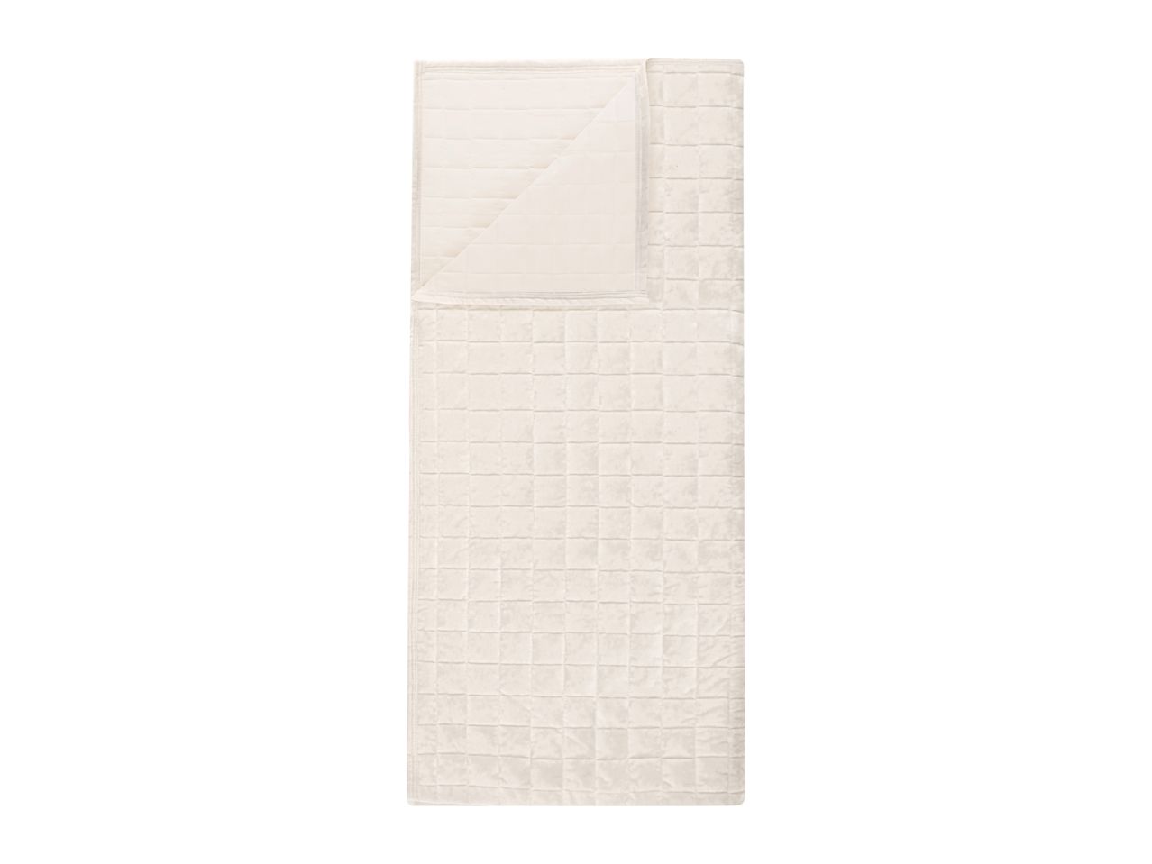 Cream-coloured quilted weighted blanket with a folded corner