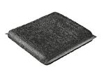 A square, dark grey, textured cleaning scourer pad.