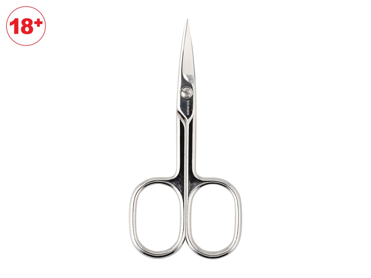 Solingen cuticle scissors for precise nail care.