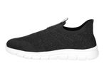 Black knitted slip-on sneaker with a white sole