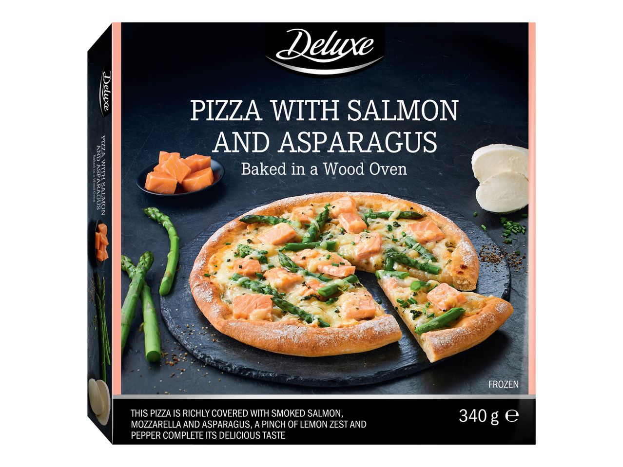 DELUXE Pizza z łososiem i szparagami