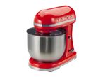 Red retro-style stand mixer with a stainless steel bowl and 1973 lettering