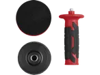 Abrasive discs and red-black handle for angle grinder.