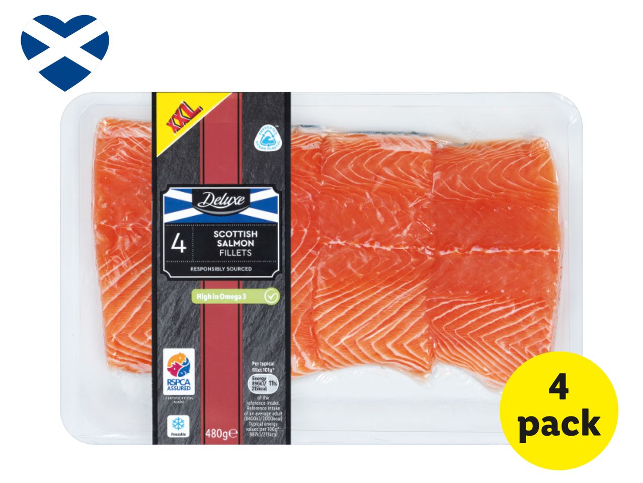 Deluxe Scottish Salmon Fillets, 4-pack, responsibly sourced and high in Omega 3.