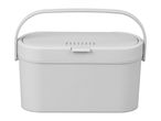 Light grey plastic compost bin with a carrying handle