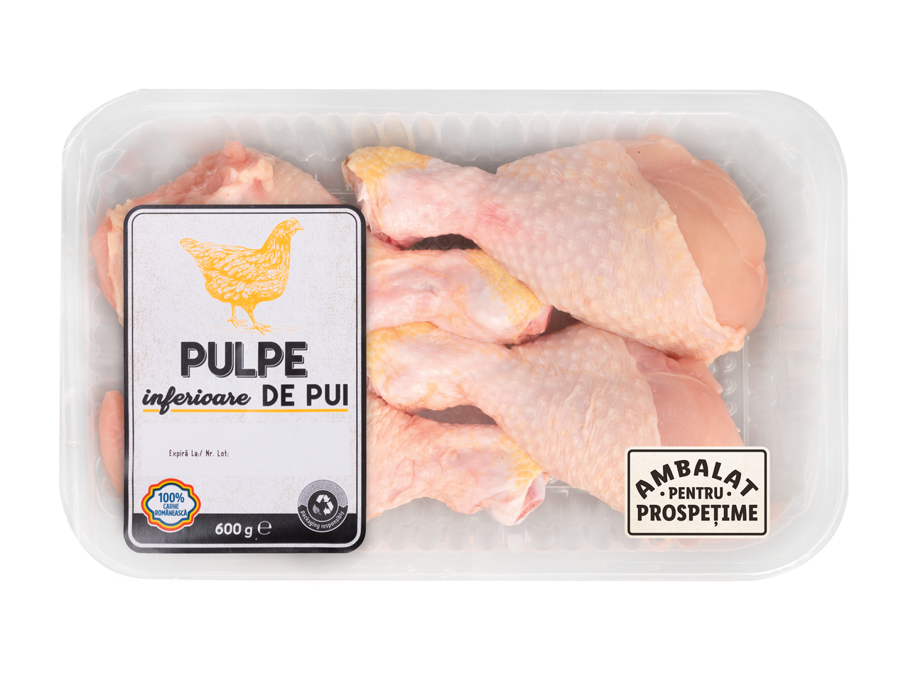 Pachet cu pulpe de pui proaspete.