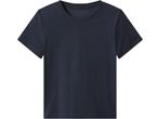 Dark blue short-sleeved t-shirt with a ribbed crew neck