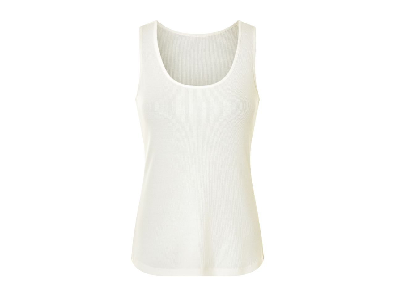 A plain white ribbed women's tank top.