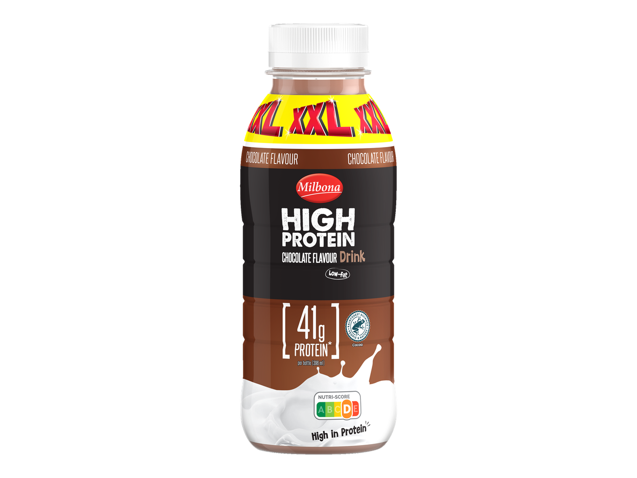 Milbona High Protein Chocoladesmaak Drank met 41g eiwit per fles