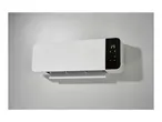 White wall-mounted electric heater with a digital display showing '25' and control icons.