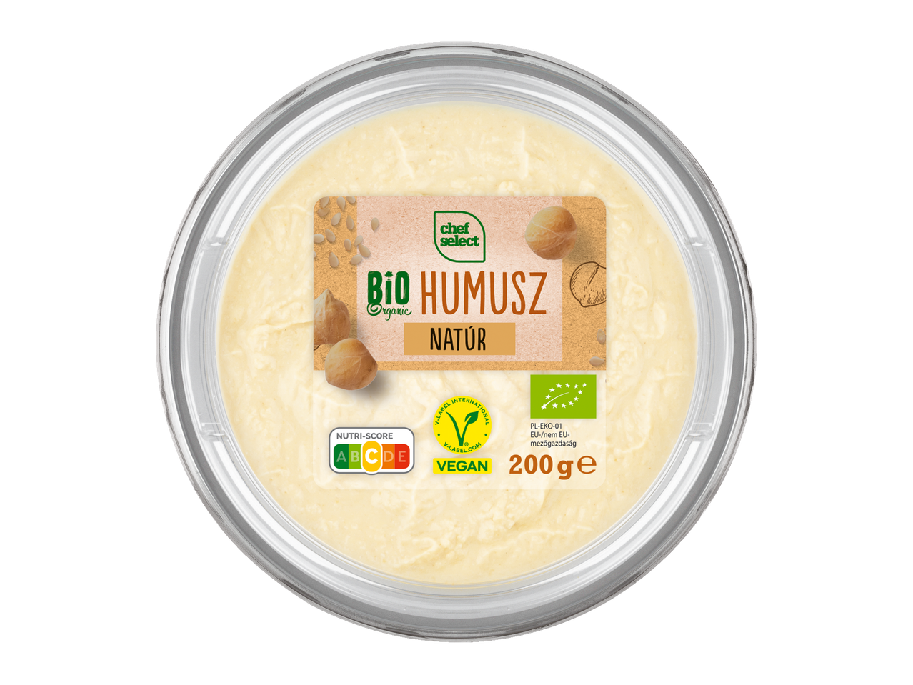 Chef Select Bio Hummus Natur: 200g bio, vegán hummus.