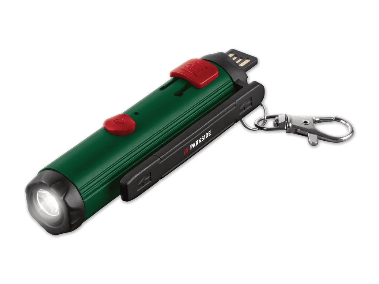 Ein kompakter Bosch-Taschenlampen-Schlüsselanhänger.
