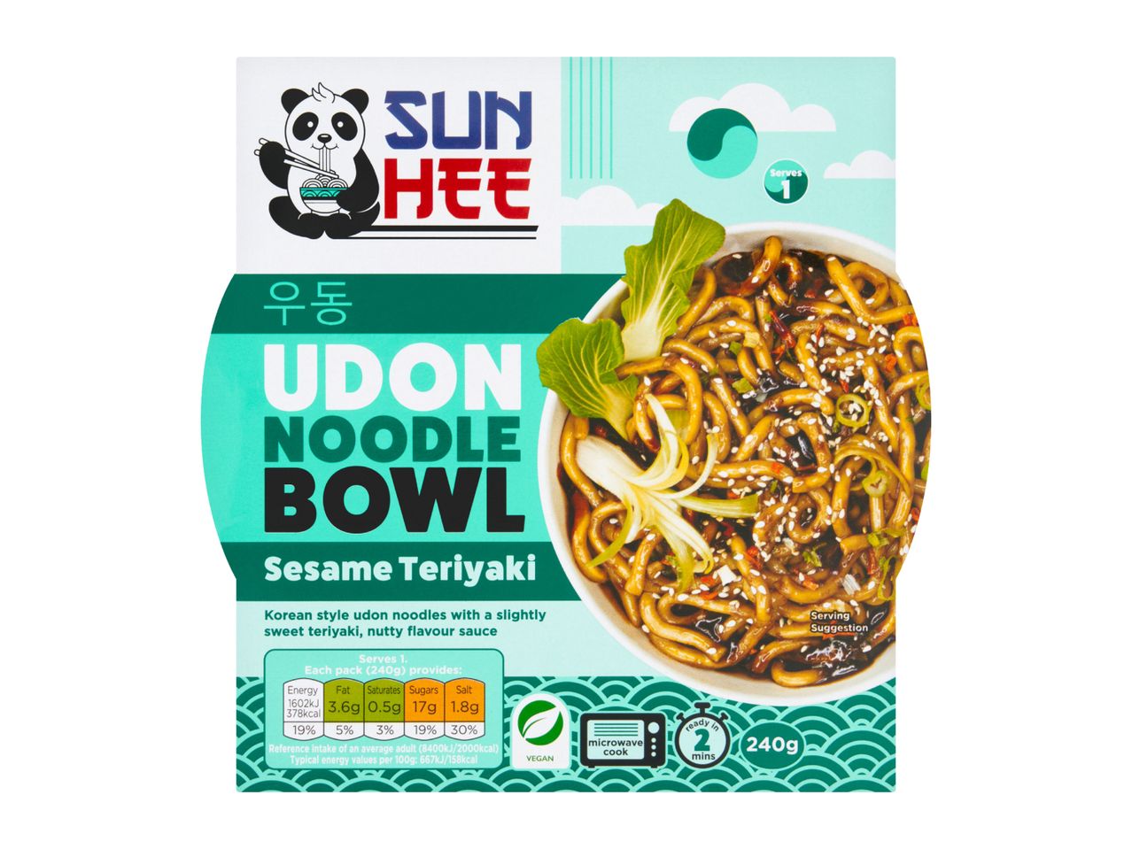 Udon Noodle Bowl with Sesame Teriyaki sauce, ready in 2 minutes, 240g.