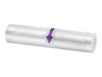 Roll of textured vacuum sealer bags with a purple arrow sticker