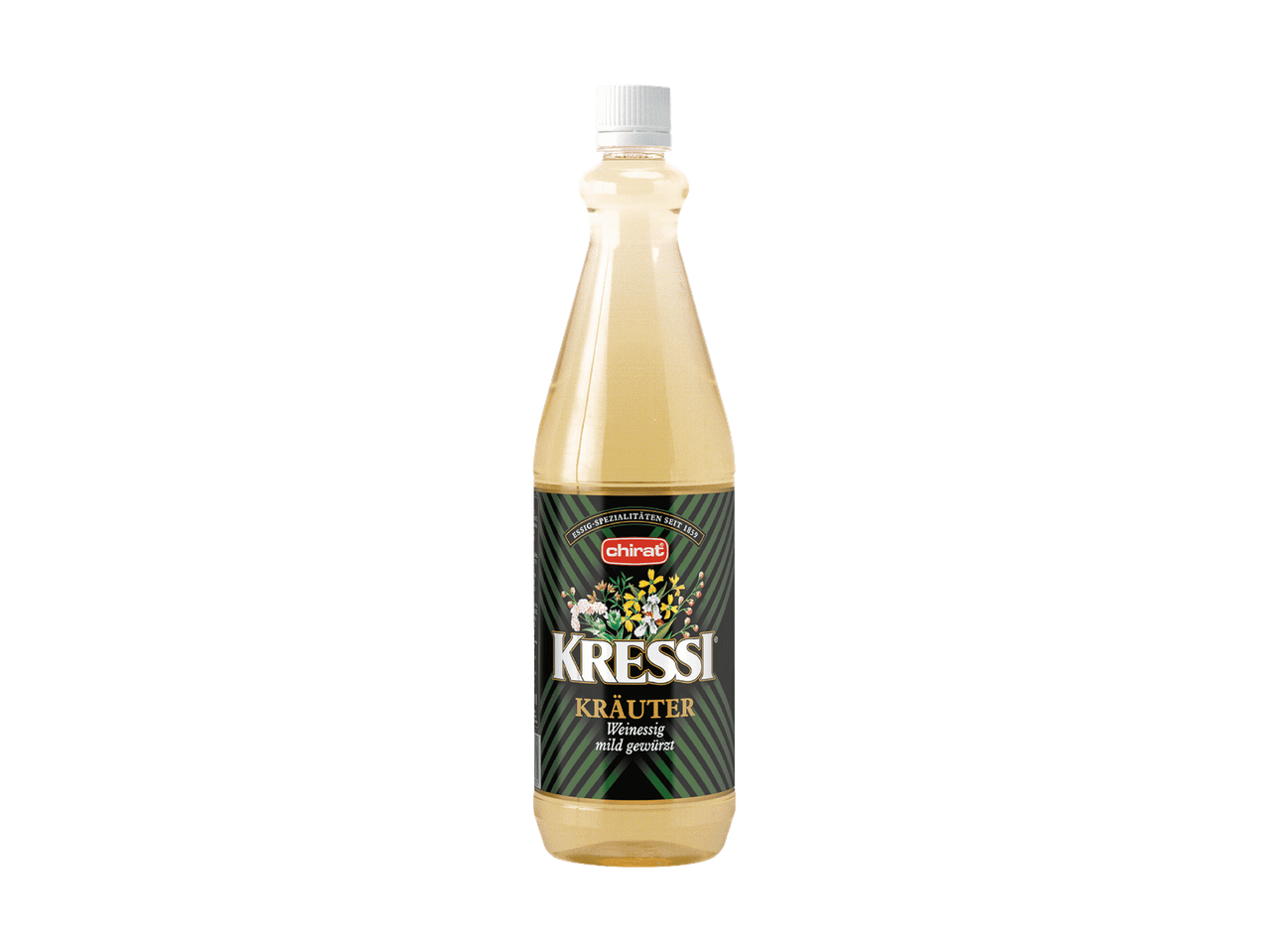 Flasche Kräuter-Weinessig, mild gewürzt.