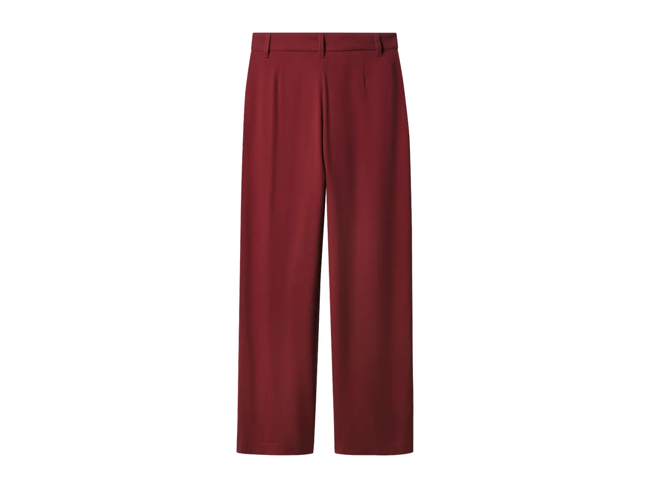Maroon wide-leg trousers with belt loops