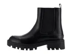 Black leather Chelsea boot with a lug sole