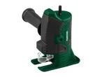 Green and black drill-powered jigsaw attachment with an auxiliary handle