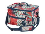 Floral patterned cooler bag with shoulder strap and front pocket