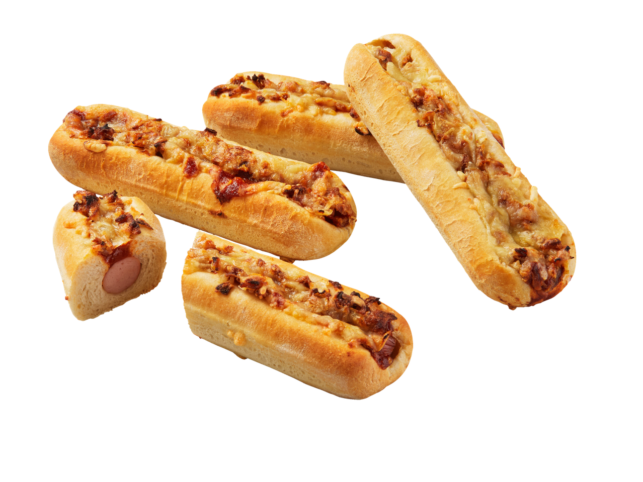 Hot-dogi cu brânză și condimente.