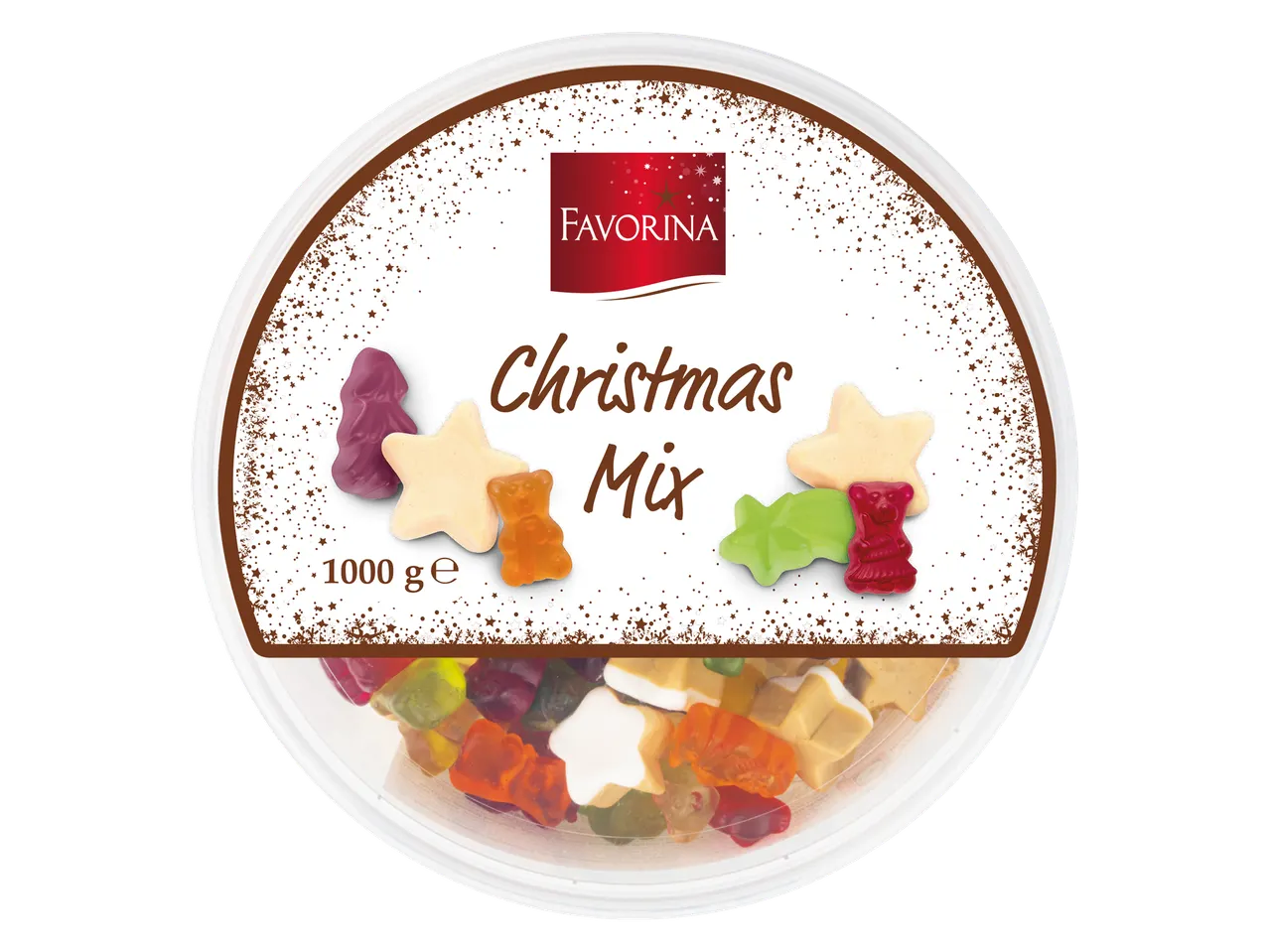 Favorina Ziemassvētku želejas konfekšu maisījums ar 1000 g svaru.