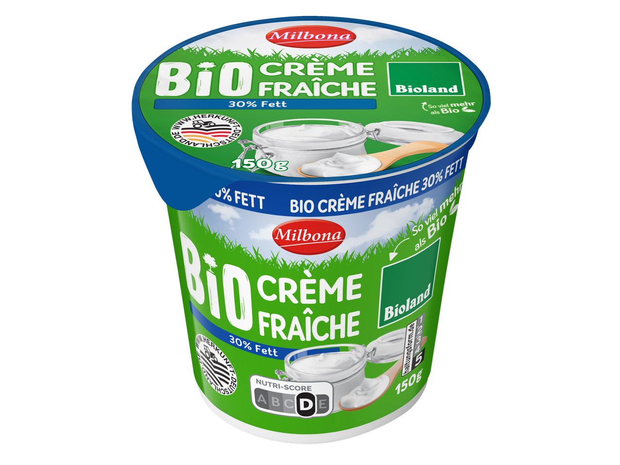 Milbona Bio Crème fraîche (30% Fett) im 150g Becher.