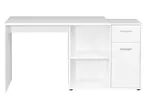Bureau blanc moderne avec rangement et tiroirs.