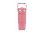 Pink SilverCrest travel mug with a handle