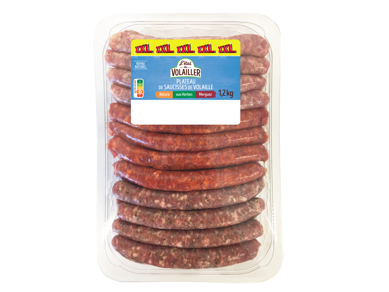 Plateau de saucisses L'Étal du Voilailler : nature, aux herbes, merguez.
