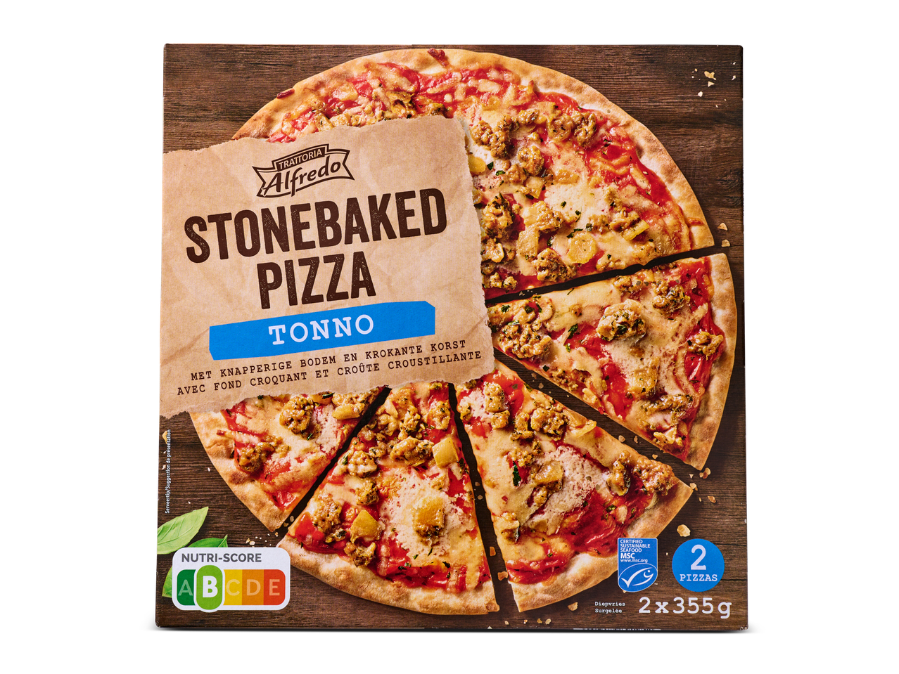 Trattoria Alfredo stenen oven pizza Tonno: 2 bevroren pizza's.